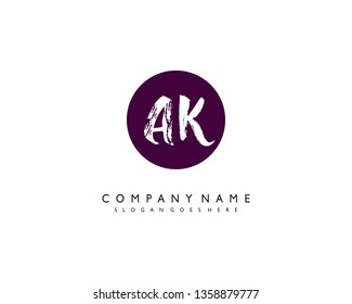 initials letter AK handwriting logo vector template