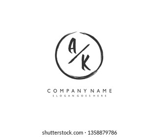 initials letter AK handwriting logo vector template