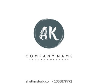 initials letter AK handwriting logo vector template