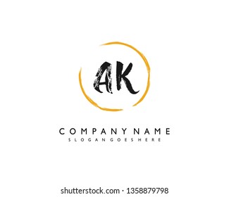 initials letter AK handwriting logo vector template