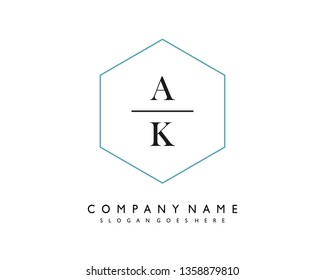 initials letter AK handwriting logo vector template