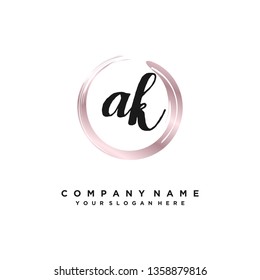 initials letter AK handwriting logo vector template