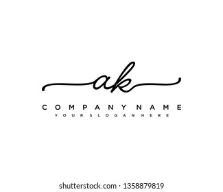 initials letter AK handwriting logo vector template