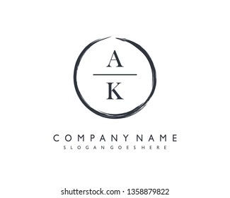 initials letter AK handwriting logo vector template