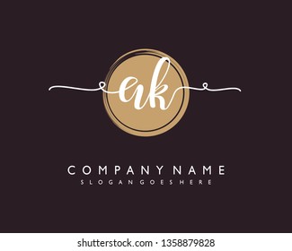 initials letter AK handwriting logo vector template