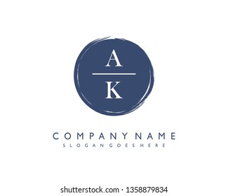 initials letter AK handwriting logo vector template