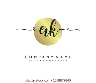 initials letter AK handwriting logo vector template