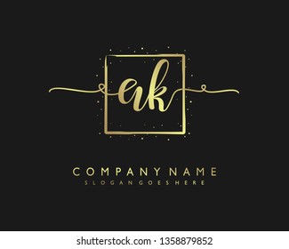 initials letter AK handwriting logo vector template