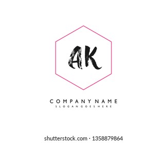 initials letter AK handwriting logo vector template