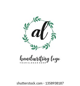 initials letter ALhandwriting logo vector template