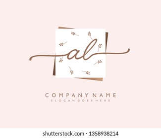 initials letter ALhandwriting logo vector template