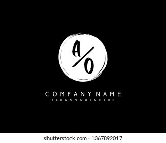 initials letter AO handwriting logo vector template