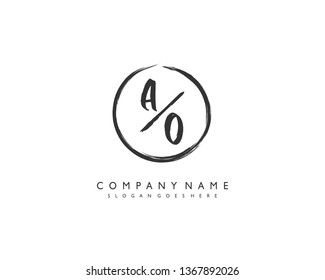 initials letter AO handwriting logo vector template