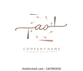 initials letter AO handwriting logo vector template