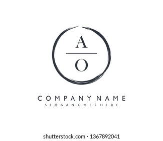 initials letter AO handwriting logo vector template