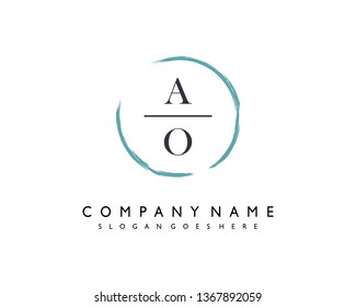 initials letter AO handwriting logo vector template