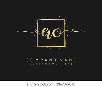 initials letter AO handwriting logo vector template