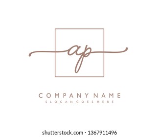 initials letter AP handwriting logo vector template