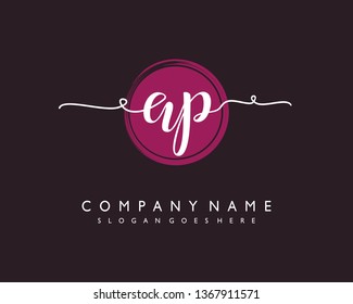 initials letter AP handwriting logo vector template