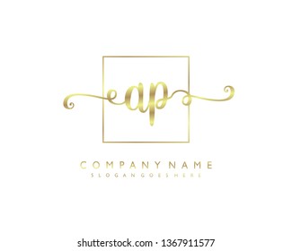 initials letter AP handwriting logo vector template