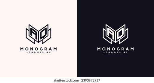 Initials letter AQ book study monogram icon line art design vector illustration