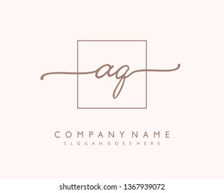 initials letter AQ handwriting logo vector template