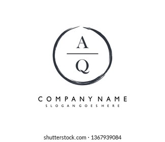 initials letter AQ handwriting logo vector template