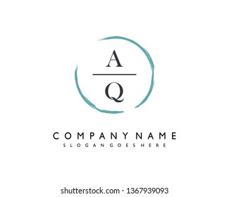 initials letter AQ handwriting logo vector template