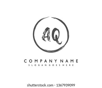 initials letter AQ handwriting logo vector template