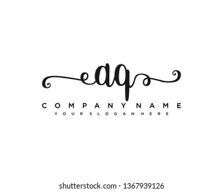 initials letter AQ handwriting logo vector template