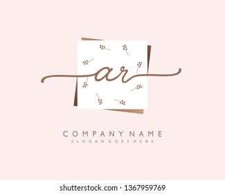 initials letter AR handwriting logo vector template