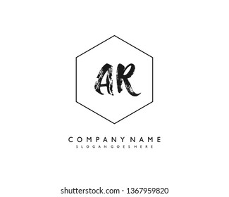 initials letter AR handwriting logo vector template