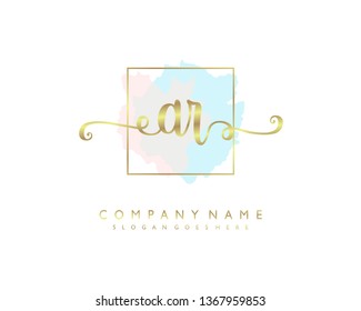 initials letter AR handwriting logo vector template