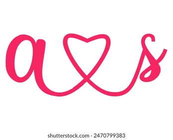 Initials Letter a.s Love Calligraphy