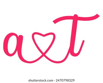 Iniciales Letra a.t Love Caligrafía