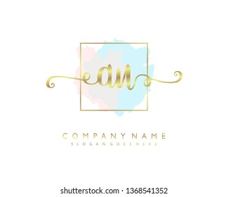 initials letter AU handwriting logo vector template