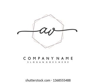 initials letter AV handwriting logo vector template