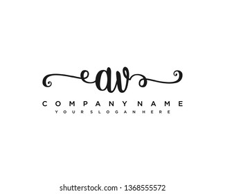 initials letter AV handwriting logo vector template