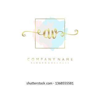 initials letter AV handwriting logo vector template