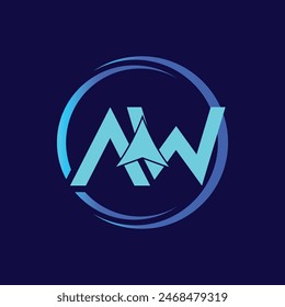  Initialen Buchstabe AW mit Pfeil Illustration Design Vorlage