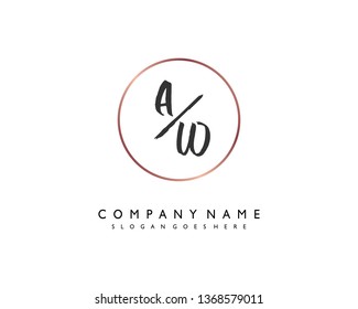 initials letter AW handwriting logo vector template