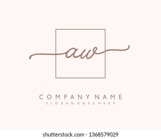 initials letter AW handwriting logo vector template