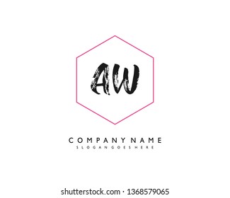 initials letter AW handwriting logo vector template