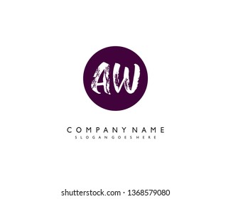 initials letter AW handwriting logo vector template