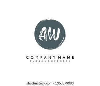 initials letter AW handwriting logo vector template