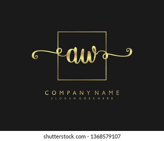 initials letter AW handwriting logo vector template