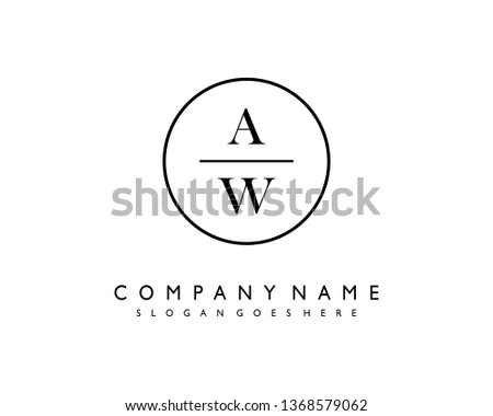 initials letter AW handwriting logo vector template