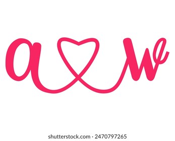 Iniciales Letra a.w Caligrafía del amor