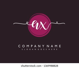 initials letter AX handwriting logo vector template