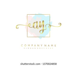 initials letter AY handwriting logo vector template
